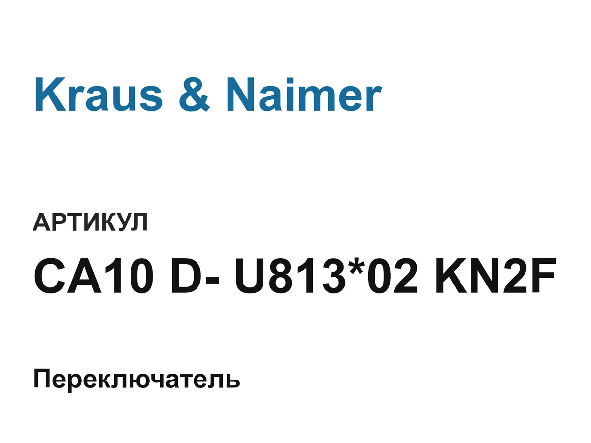 CA10DU81302KN2F Kraus & Naimer