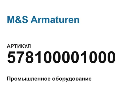 578100001000 M&S Armaturen