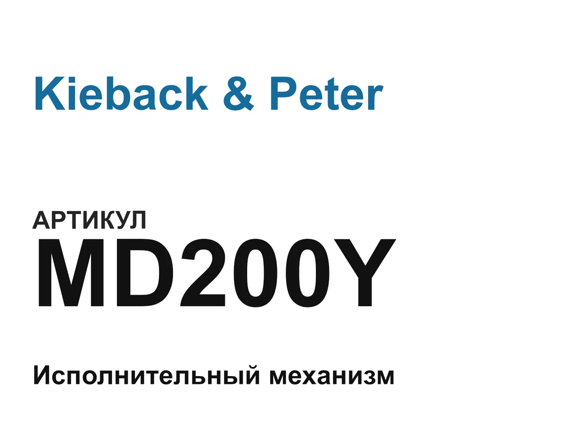 MD200Y Kieback & Peter