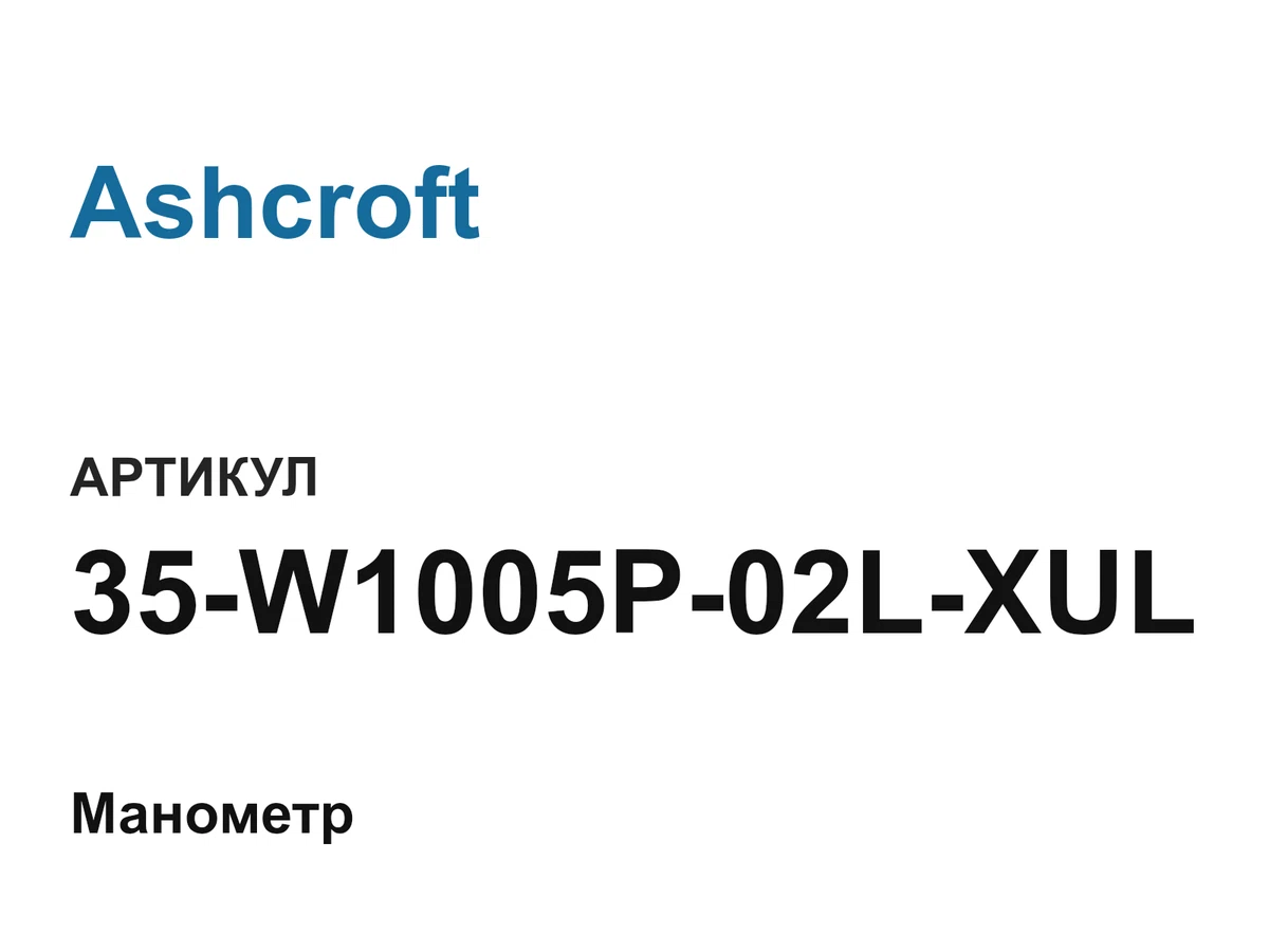 35W1005P02LXUL Ashcroft