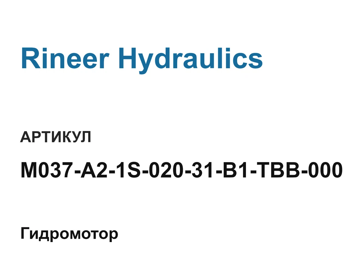 M037A21S02031B1TBB000 Rineer Hydraulics